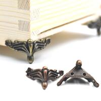 10 stuks antieke bronzen sieraden Gift Box hout geval decoratieve voeten been Hoekbeschermer