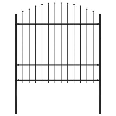 Tuinhek met speren bovenkant (1,5-1,75)x1,7 m staal zwart