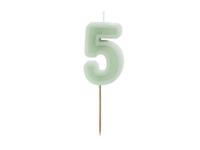 Verjaardagskaars Cijfer 5 Lichtgroen (6cm) Verjaardagskaars Cijfer 5 Lichtgroen (6cm)