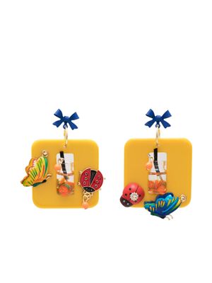 Amir Slama boucles d'oreilles pendantes à appliqués - Jaune