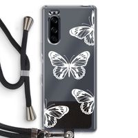 White butterfly: Sony Xperia 5 Transparant Hoesje met koord