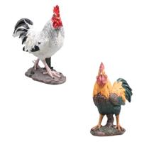 Haan/Kip tuin beeldje - voor binnen/buiten - 25 x 13 x 30 cm - dieren tuinbeelden