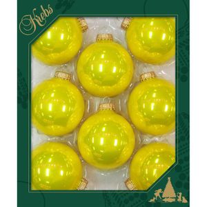 Krebs kerstballen - 8x st - neon geel - 7 cm - glas - full sun yellow