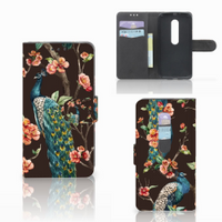 Motorola Moto G 3e Generatie Telefoonhoesje met Pasjes Pauw met Bloemen - thumbnail