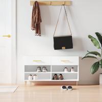 Schoenenbank 102x35x55 cm bewerkt hout hoogglans wit