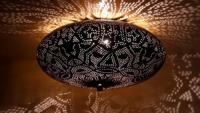 Oosterse Plafondlamp zwart goud &apos;Julian&apos; filigrain e27 fitting rond 25 cm