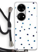 Blauwe stippen: Huawei P50 Pro Transparant Hoesje met koord