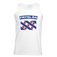 Singlet shirt/ tanktop Friese vlag wit heren