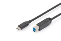 Digitus USB-kabel USB 3.2 Gen1 (USB 3.0 / USB 3.1 Gen1) USB-C stekker, USB-B stekker 1.00 m Zwart Afgeschermd (dubbel) AK-300149-010-S