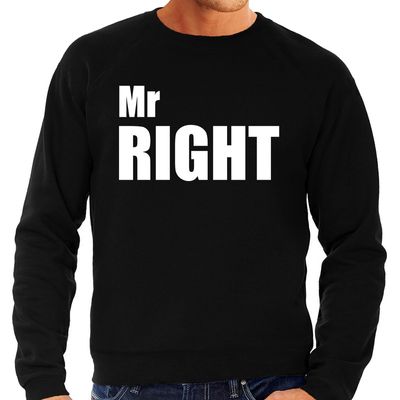 Mr right sweater / trui zwart met witte letters voor heren