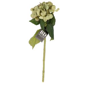 Kunstbloem Hortensia tak - groen - 48 cm - losse steel - Kunst zijdebloemen - hydrangea