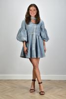Zimmermann jurk Tie Neck Denim Mini 4485DS251 sea foam