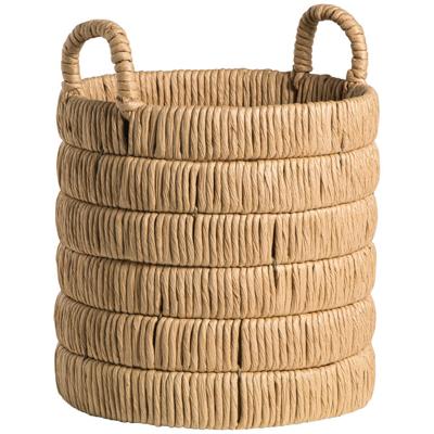 2e Halve Prijs Leen Bakker - Mand Douze Naturel - 39xØ30 Cm - Metaal/Papier - Bruin