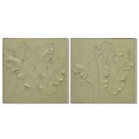 Schilderij Home ESPRIT Groen Palmen Tropisch 82 x 4,5 x 82 cm (2 Stuks)