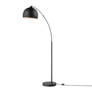 Moderne BoogVloerlamp Fisher | 109/30/172cm | Zwart | staande lamp met Zwart lampenkap | geschikt voor E27 LED lichtbron | met voetschakelaar