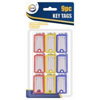 Sleutelhanger labels - 9x - gekleurd - met etiket/schrijfvakje - sleutellabels