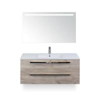 Seville Badmeubelset 120 cm - 2 laden Craft Oak - Wastafel Enjoy Enkel - met Sence Spiegel