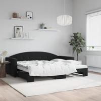 Slaapbank met onderschuifbed 90x190 cm fluweel zwart