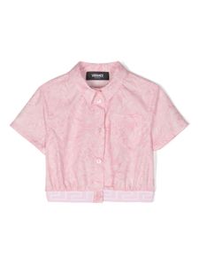 Versace Kids chemise Barocco à coupe crop - Rose