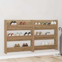 Wand Schoenenkasten 2 pcs artisanaal eikenkleurig Bewerkt hout