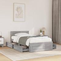 Bedframe met hoofdbord bewerkt hout grijs sonoma 75x190 cm