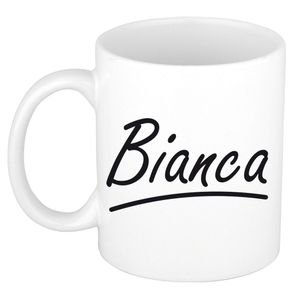 Bianca voornaam kado beker / mok sierlijke letters - gepersonaliseerde mok met naam   -