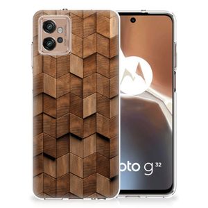 Bumper Hoesje voor Motorola Moto G32 Wooden Cubes