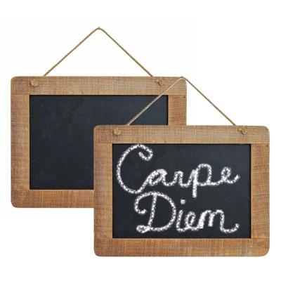 Memo krijtbordje - 2x - hanger - 29 x 21 cm - hout - memo schoolbordje - memobordje