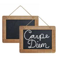Memo krijtbordje - 2x - hanger - 29 x 21 cm - hout - memo schoolbordje - memobordje Memo krijtbordje - 2x - hanger - 29 x 21 cm - hout - memo schoolbordje - memobordje