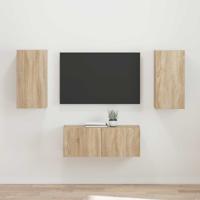 Tv-meubelset Wandgemonteerd 2 pcs Sonoma Eiken Bewerkt hout
