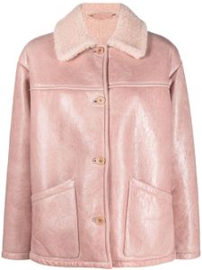 Salvatore Santoro veste en cuir à col lainé - Rose