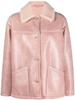 Salvatore Santoro veste en cuir à col lainé - Rose