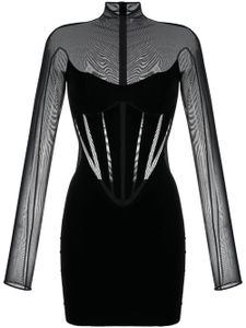 Wolford x Mugler robe courte à empiècements transparents - Noir