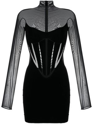 Wolford x Mugler robe courte à empiècements transparents - Noir