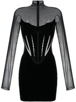 Wolford x Mugler robe courte à empiècements transparents - Noir