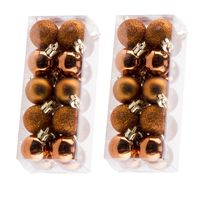 40x stuks kleine kunststof kerstballen oranje 3 cm mat/glans/glitter - thumbnail