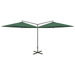 The Living Store Parasol Dubbel - Stof 100% polyester - Groen - 600 x 290 x 260 cm - 2 Naast elkaar liggende doeken