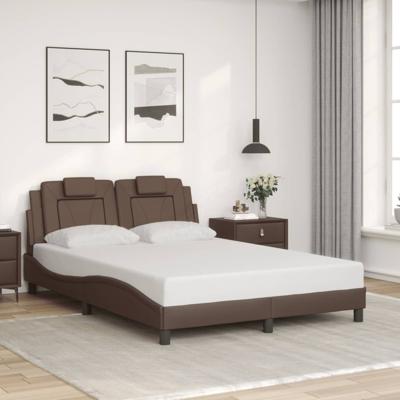 Bedframe met hoofdbord kunstleer bruin 140x200 cm