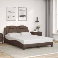 Bedframe met hoofdbord kunstleer bruin 140x200 cm