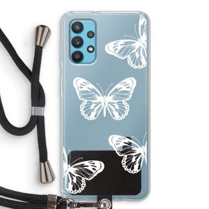 White butterfly: Samsung Galaxy A32 4G Transparant Hoesje met koord