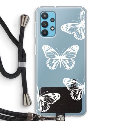 White butterfly: Samsung Galaxy A32 4G Transparant Hoesje met koord