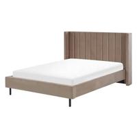 Beliani - VILETTE - Tweepersoonsbed - Taupe - 140 x 200 cm - Fluweel