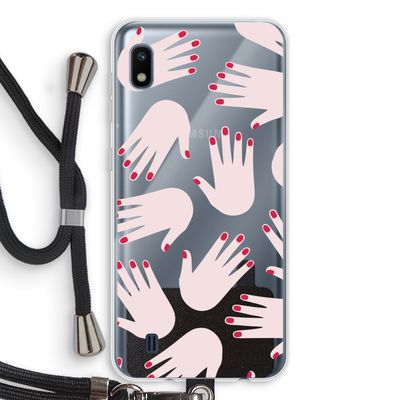 Hands pink: Samsung Galaxy A10 Transparant Hoesje met koord
