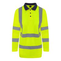 Reflecterende polo lange mouwen geel - 4XL