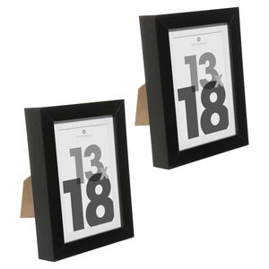 Fotolijstje voor een foto van 13 x 18 cm - 2x stuks - zwart - foto frame Eva - modern/strak ontwerp