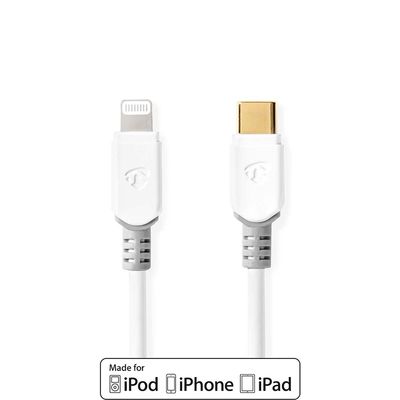 Nedis Lightning Kabel | Apple Lightning 8- Pins naar USB-C Male | 2 m | Wit | 1 stuks - CCBW39650WT20 CCBW39650WT20