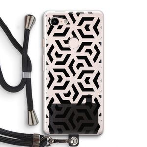 Crazy pattern: Pixel 3 Transparant Hoesje met koord