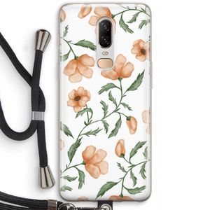 Peachy flowers: OnePlus 6 Transparant Hoesje met koord