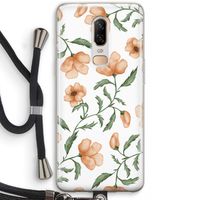 Peachy flowers: OnePlus 6 Transparant Hoesje met koord