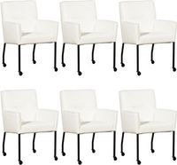 Set van 6 Witte leren moderne eetkamerstoelen Lucky - Toledo Leer Purewhite (wit leer)